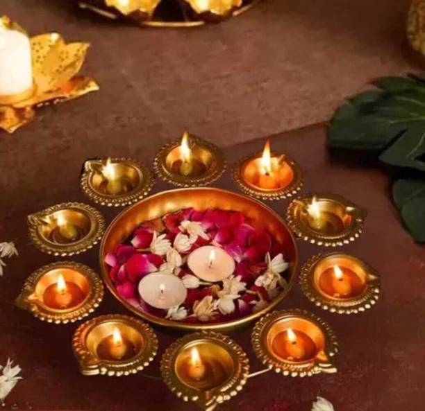 Hinagift Hand-made Metal Diya Urli for any occassion Iron Table Diya Set
