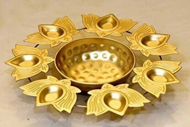 TRN HANDICRAFTS Metal Finish Urli for Home Decor Handcrafted Bowl for Floating Flowers Iron Table Diya