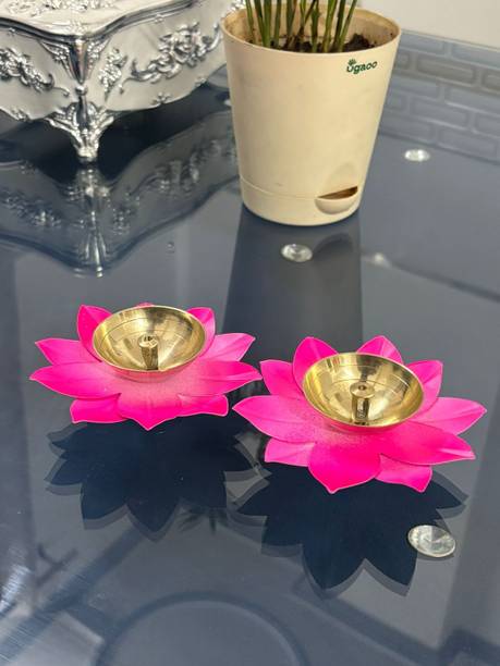 NIZAMandSONS Brass, Iron (Pack of 2) Table Diya