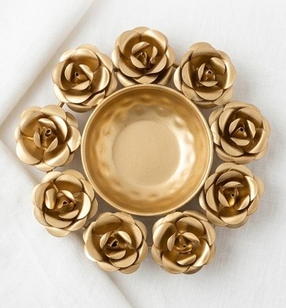 ALAFDECOR Metal floral urli Iron Table Diya