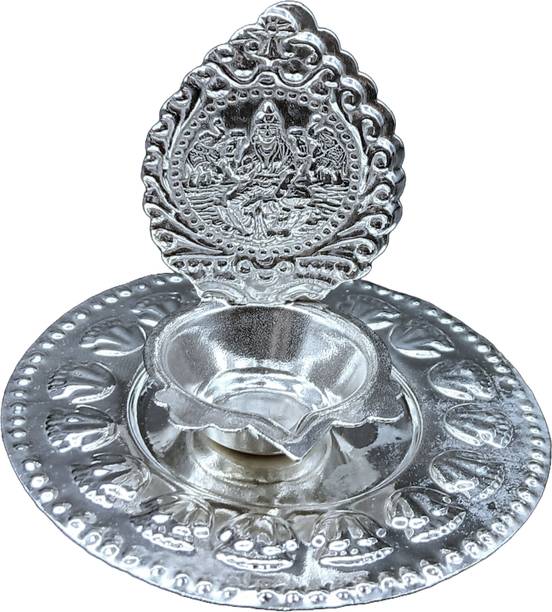 Varalakshmi LAKSHMI DEEPAM MADE OF GERMAN SILVER FOR POOJA Silver Plated Table Diya