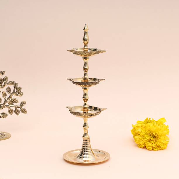 Natriel Traditional Multi-tiered Brass Diya Stand – Spiritual Home Decor Brass Table Diya