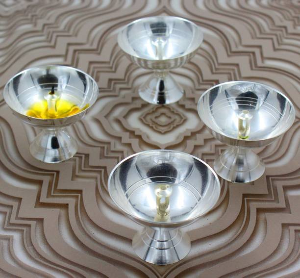 Ojas Silver Plated (Pack of 4) Table Diya