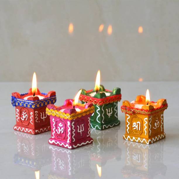 Flipkart SmartBuy Tulsi Diya For Diwali Decoration Item Terracotta Diya For Diwali Home Decoration Terracotta (Pack of 4) Table Diya Set