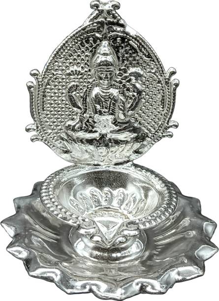 Varalakshmi LAKSHMI DEEPAM MADE OF GERMAN SILVER FOR POOJA Silver Plated Table Diya