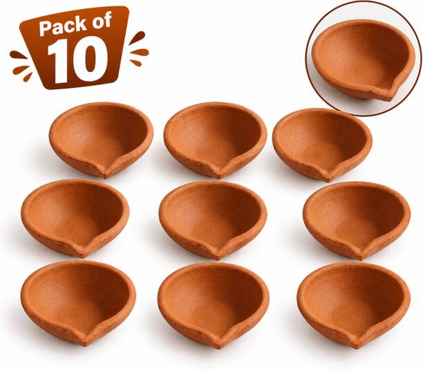 KUSHWAHA Traditional Clay Diya Earthenware (Pack of 10) Table Diya