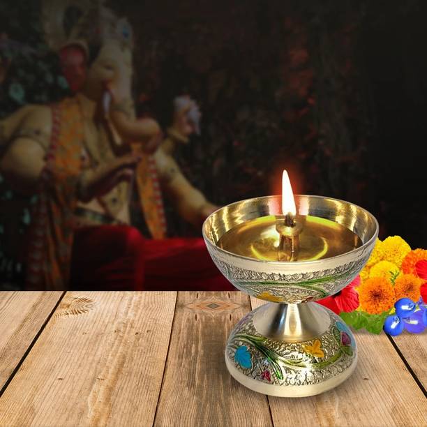 Flipkart SmartBuy Pure Brass Designer Paro Pyali Diya | Deepak | Oil Lamp | Akhand Diya Brass Table Diya