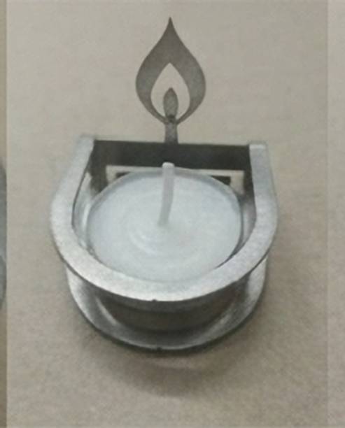 MAYKOBAYKO Minimalist Metal Table Diya Silver Table Diya