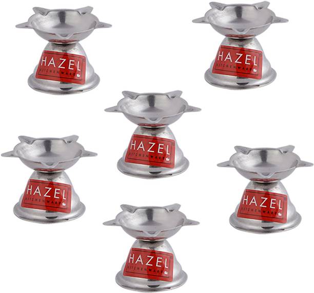 HAZEL Panchwati Diya for Puja, Stainless Steel Table Diva For Pooja Stainless Steel (Pack of 6) Table Diya Set