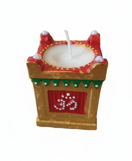 MIKRA Tulsi Diya With Wax Big Size GOLD Terracotta Table Diya