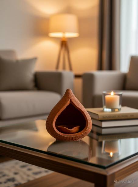 Haus Fabula Handcrafted Terracotta Narkel Diya For Home/ Pooja/ Festive/ Diwali Décor Terracotta Table Diya