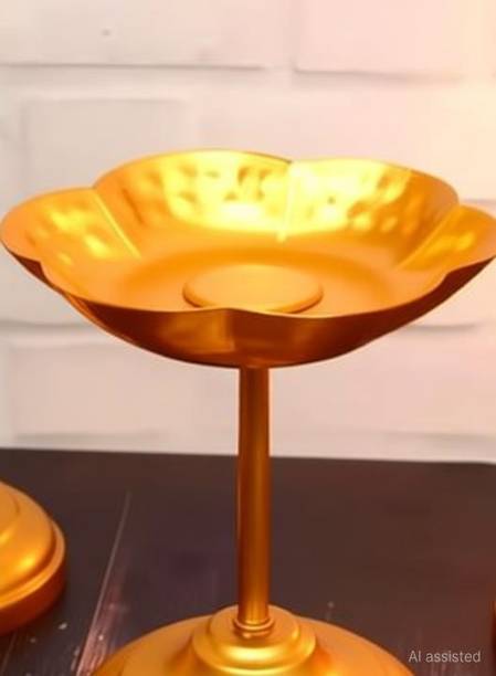 ZSMETALIMPEX Beautiful metal Taj urli stand set of three pieces Iron (Pack of 3) Table Diya Set