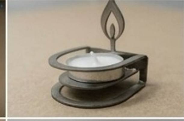 MAYKOBAYKO Shimmering Flame Tealight Silver Table Diya