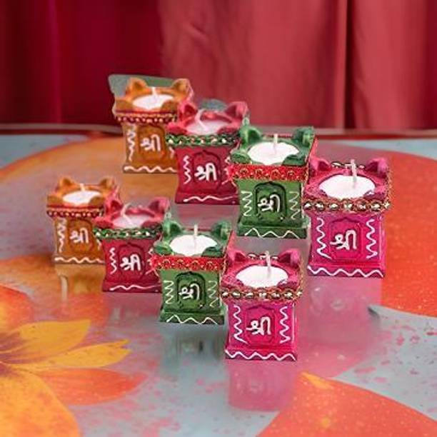 Flipkart SmartBuy Tulsi Diya Diwali Decoration Item Terracotta Set Of 8 Diya For Diwali Decoration Terracotta (Pack of 2) Table Diya Set
