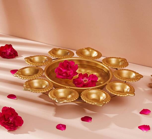MSK Home Decorative Diya Metal Urli Best For Diwali Iron Table Diya Set