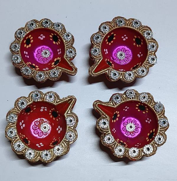 Vartanu Earthenware (Pack of 4) Table Diya Set