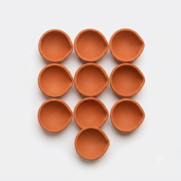 tulsi kumar Clay diya mitti diya Puja diya Terracotta (Pack of 25) Table Diya Set