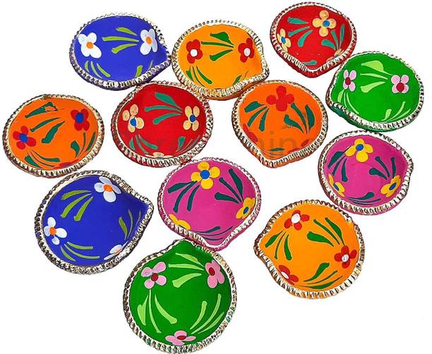 ASIDEA Traditional Handmade Clay diya Terracotta (Pack of 10) Table Diya