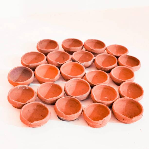 Natureskit Clay Diya Set of 23| For Festivals & Home Décor Earthenware (Pack of 23) Table Diya Set