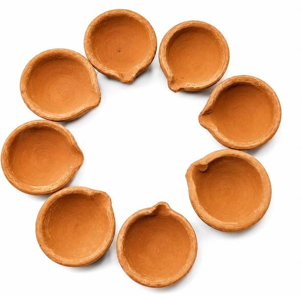 Shiv Shakti Enterprises Traditional Mitti Diya, Pack Of 24, Diya for Pooja, Diwali Diya, Eco-Friendly Terracotta (Pack of 24) Table Diya Set