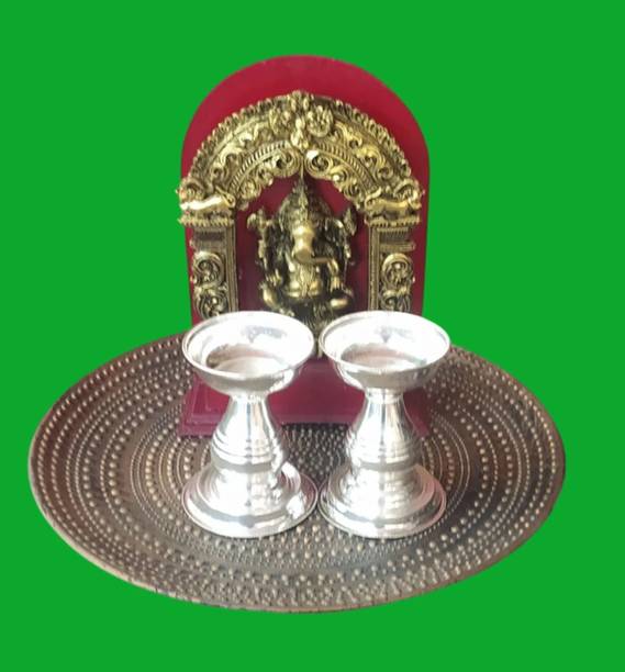 SujArta Diya / Deepam / Deepa Set (2), Premium TUBE Neelajan / Nilaanjan Set Silver Plated (Pack of 2) Table Diya Set