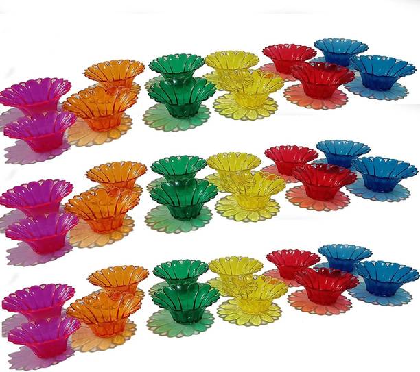 Onlinch 3D Shadow Reflection Floating Plastic Lamp|Decorative Diwali Diya Candle_pd2471 Plastic (Pack of 24) Table Diya Set
