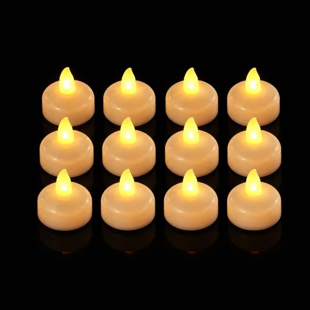 Bnkthreads Water Sensor LED Tealight Diyas, Flameless Floating Candles for Diwali Plastic Plastic (Pack of 12) Table Diya Set