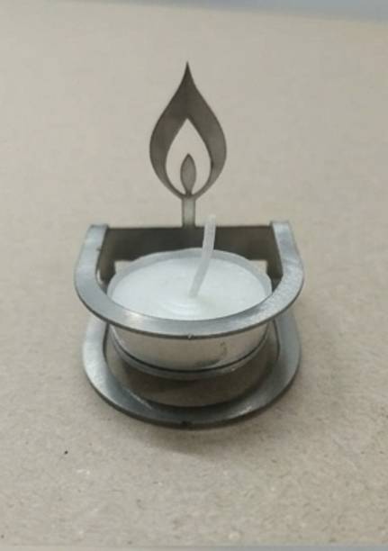 MAYKOBAYKO Compact Pooja Room Diya Silver Table Diya