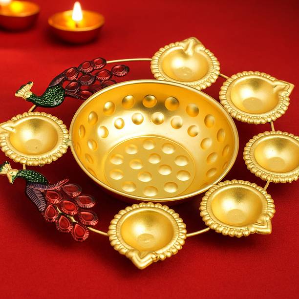 SARA Peacock Glow Urli Bowl Model SHD-PU07 Iron Table Diya