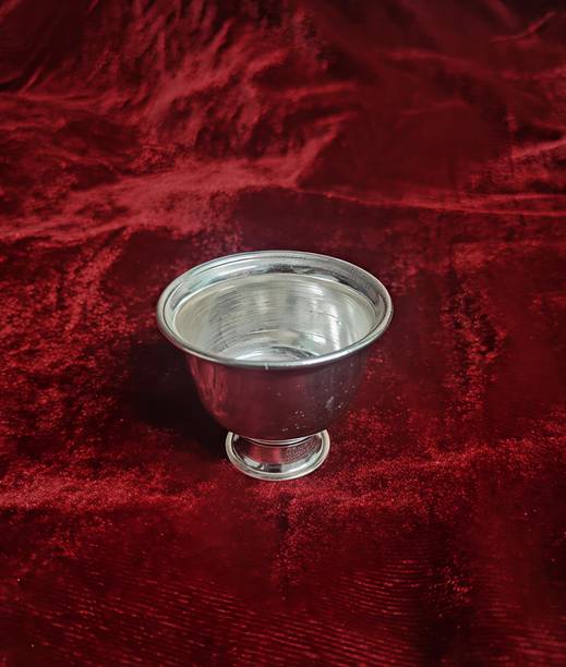 NAKULANZONE Compact German silver bowl for pooja and sandalwood use. Silver Plated, Silver Table Diya