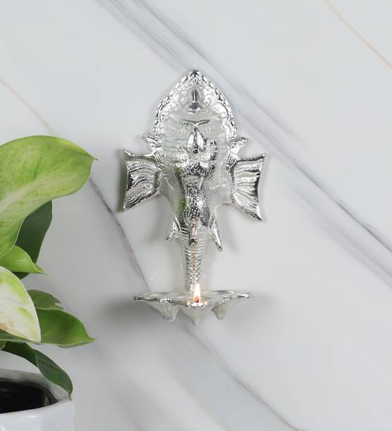 Amaya Decors Wall Silver ALuminum Elephant DIa Aluminium Hanging Diya
