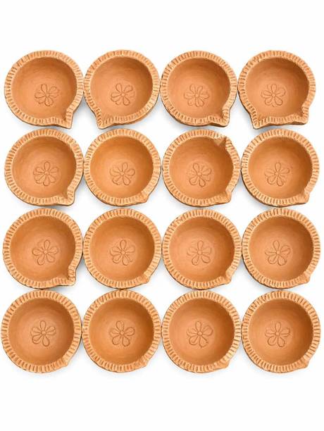 neetesh Natural Clay Traditional Diwali Diyas Earthen Mitti Diya For Pooja Decoration Earthenware (Pack of 24) Table Diya Set