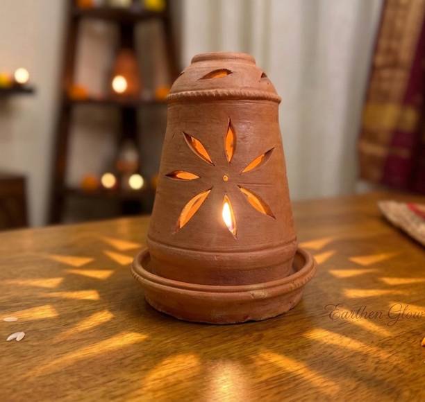 Jackcleen Vati Diya for Home Decor & Pooja - Decorative Mitti ka Diya for Diwali, Festive Terracotta, Earthenware Table Diya