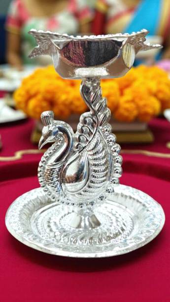 SHREE RIDDHI SIDDHI HANDCRAFT Silver (Pack of 2) Table Diya