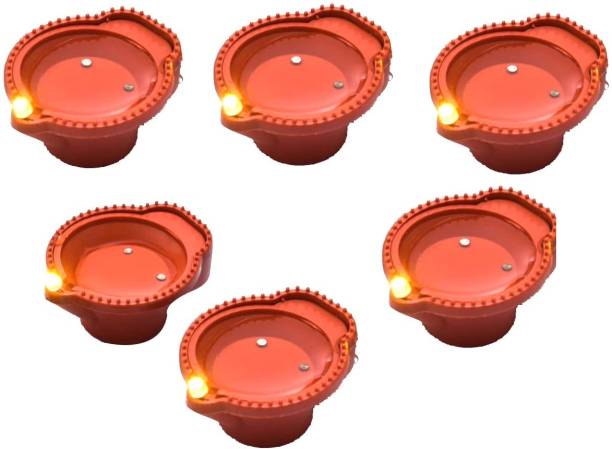 Da Novira Water Sensor Led Diyas for Home Decor, Festivals Decoration Diwali Lights Plastic (Pack of 6) Table Diya Set