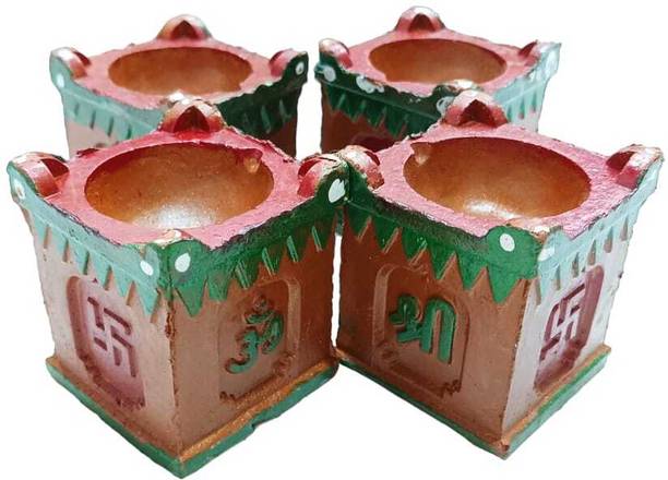 SONET GBH DIYA001 Terracotta (Pack of 4) Table Diya Set