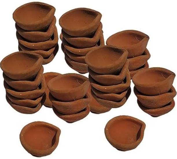 BRN Creatives BRN Decorative diyaas for home , use for Pooja 20 piece Terracotta (Pack of 20) Table Diya