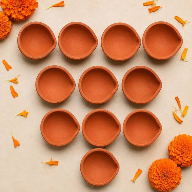 tulsi kumar Terracotta diya Terracotta (Pack of 11) Table Diya Set
