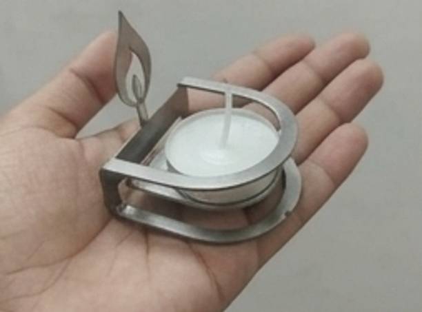MAYKOBAYKO Golden Aura Iron Diya Silver Table Diya