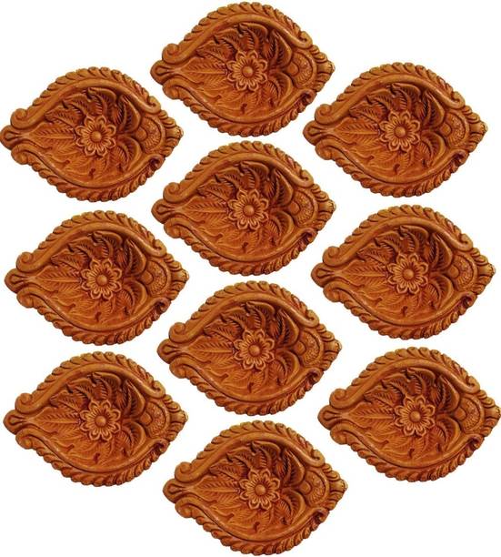 BRN Creatives Clay Terracotta Oil Lamps for Gifts Terracotta (Pack of 10) Table Diya