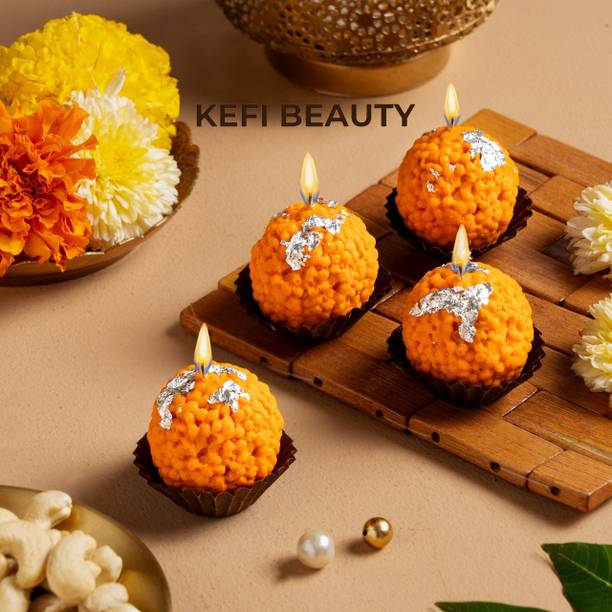 KEFI BEAUTY Motichoor Ladoo Candle Decorative Designer Smokeless Diya baati Votive Candle