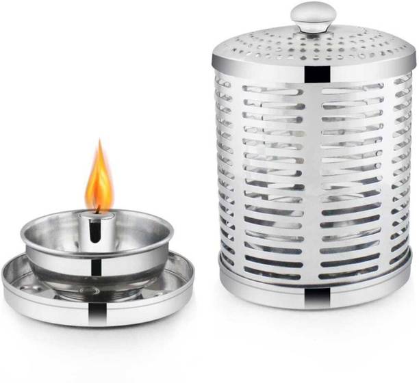 POGON Akhand Jyoti | Akhand Diya | Deepak with Cover Stainless Steel Table Diya