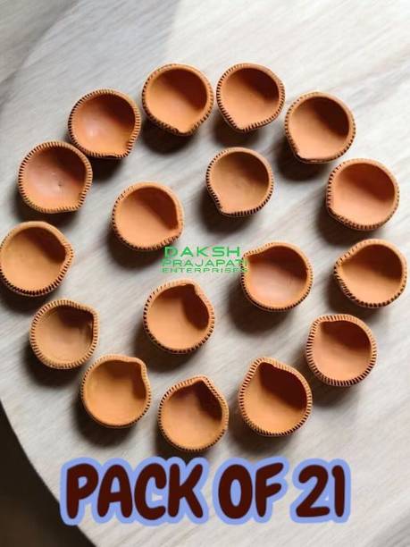 JIYA ELEGANCE Clay Festival Diya 21 Earthenware (Pack of 21) Table Diya