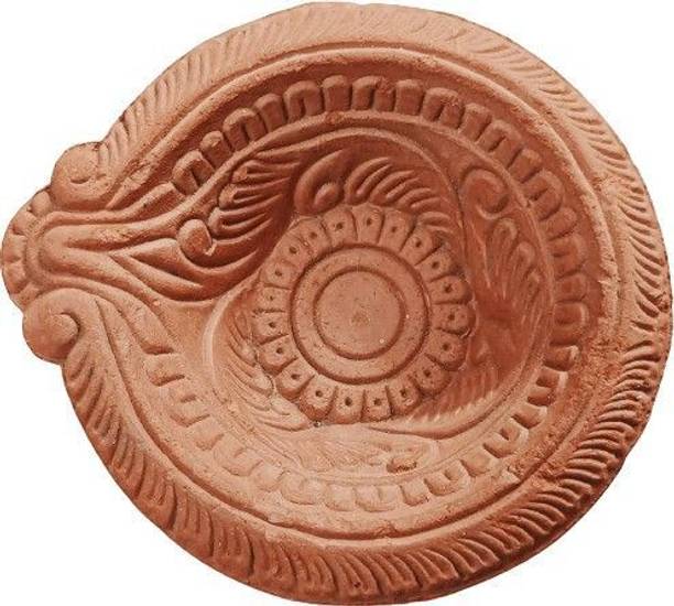 WUUK Clay Diya-5 Clay Diya Deepak Clay Mitti Diya Oil Lamp For Diwali Festival Earthenware (Pack of 5) Table Diya Set