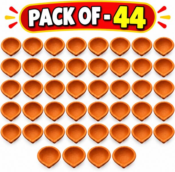 KRISHNA SORE Mitti Ka Diya / Clay Diya for Diwali Terracotta (Pack of 44) Table Diya