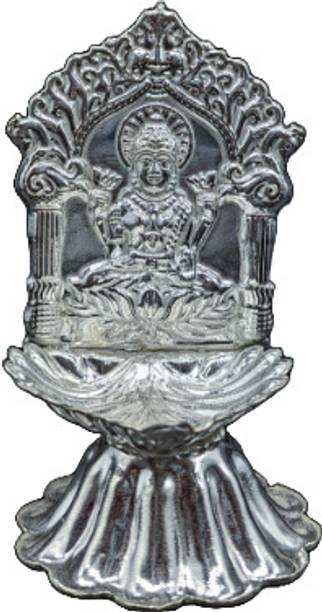 Varalakshmi LAKSHMI DEEPAM MADE OF GERMAN SILVER FOR POOJA Silver Plated Table Diya