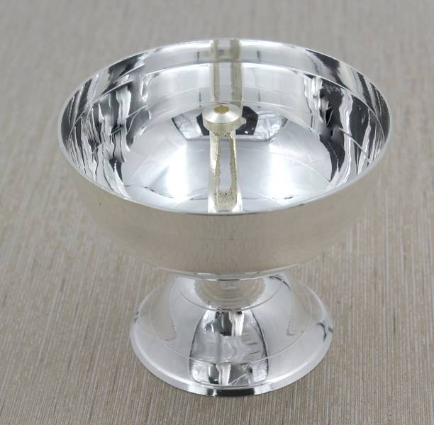 Ojas Pooja Akhand Diya(8No) Brass, Silver Plated Table Diya