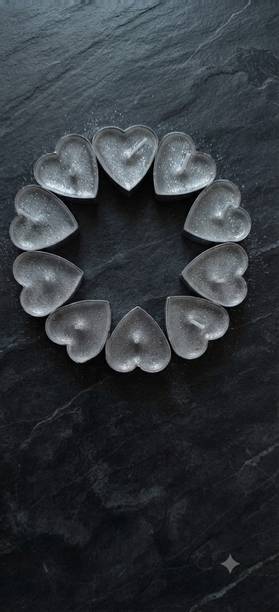 HNG enterprise Metallic Silver Heart Tea Light Candles Pack of 8 Plastic (Pack of 8) Table Diya Set