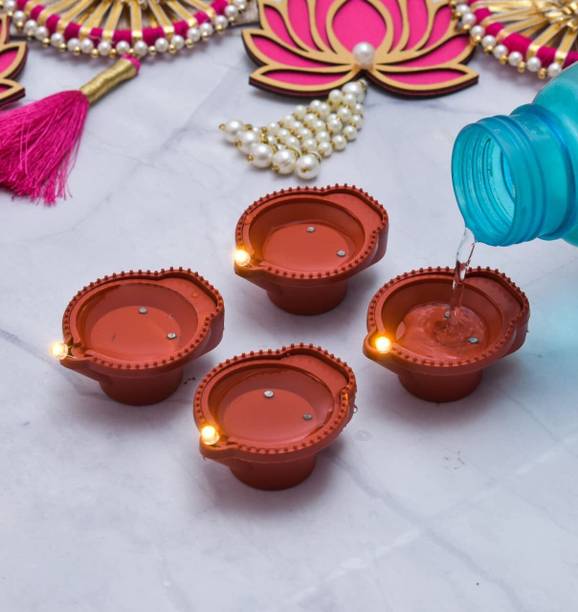 therichmestore Water Sensor Eco-Friendly Led Diyas PTFE (Non-stick) (Pack of 12) Table Diya Set
