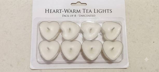 Riva Heart Shape Floating Tealight Candles – Pack of 8 Plastic Table Diya Set